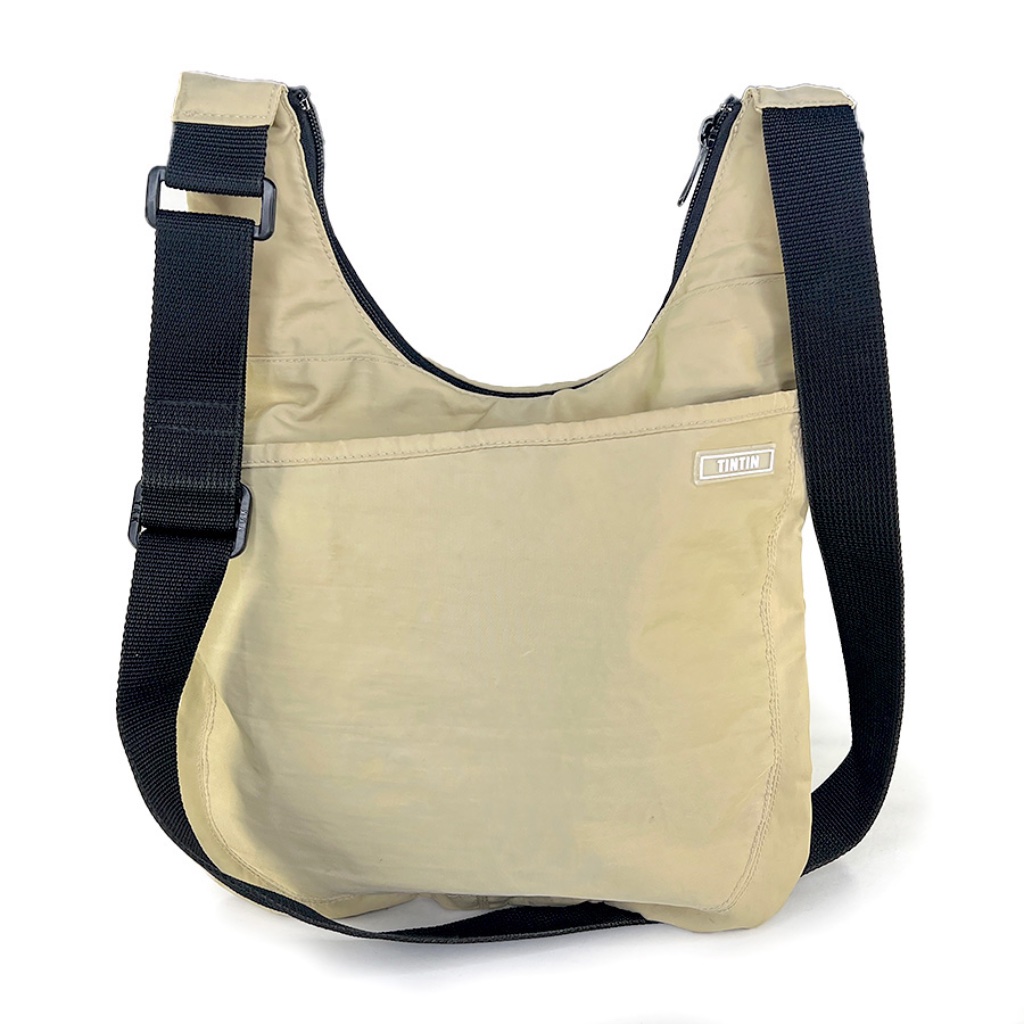 Vintage Tintin Hobo-Style Tan Nylon Bag